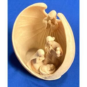 Sand Stone Votive Tea Light Holder Nativity Scene Christmas Holy Family Angel